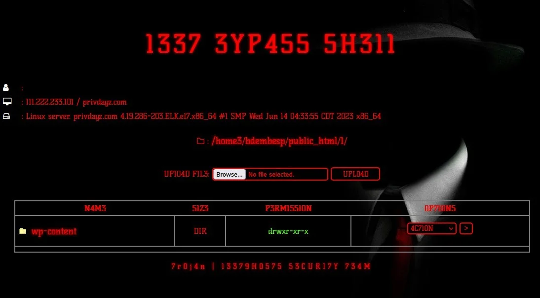 1337 Bypass Shell — Bypass Shell preview for security testing. Version v1.0, file size 23.