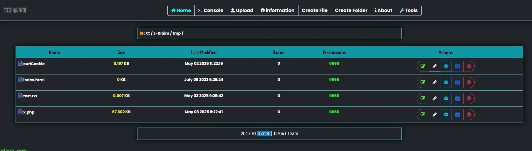 D7net Web Shell Bypass — PHP Shell preview for security testing. Version v1.0, file size 86.